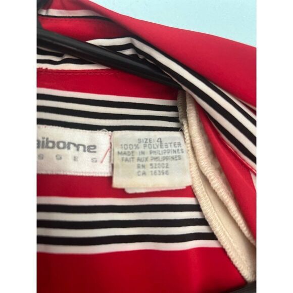 Vintage Liz Claiborne striped red dress size 4 - Picture 3 of 4